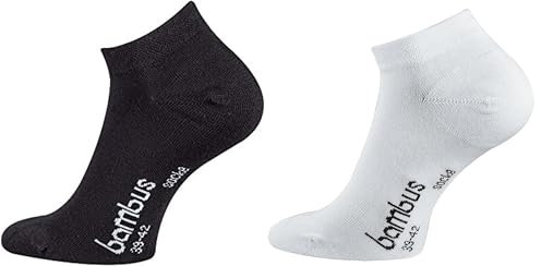 TippTexx 24 12 Paar Sneakersocken Bambussocken, handgekettelte kurze Socken (as3, numeric, numeric_43, numeric_46, regular, regular, Schwarz/Weiß, 43-46)