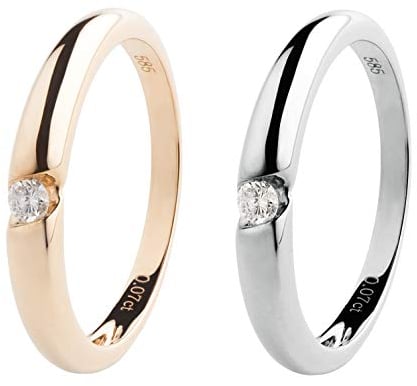 Ardeo Aurum Damenring aus 585 Gold Weißgold mit 0,07 ct Diamant Brillant Verlobungsring Solitär-Ring