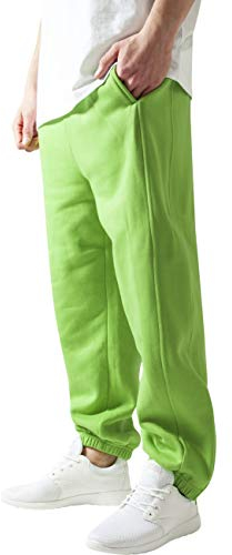 Urban Classics Herren Jogginghose Kordelzug Jogger Sporthose mit elastischem Bund Trainingshose mit elastischem Reißverschluss an, Limegreen, 5XL