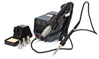 Velleman Stazione saldante multifunzionale 2-in-1, saldatore e pistola ad aria calda, controllo a microprocessore, per SMD, PCB ed elettronica, saldatore 60 W (50-480 °C), pistola ad aria calda 300 W