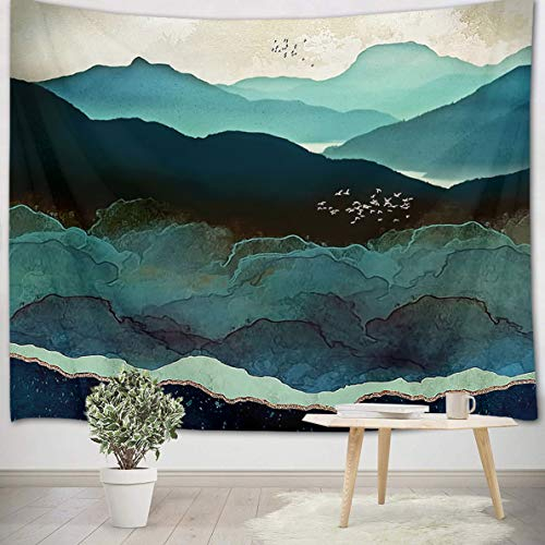 LB Berge Wandteppich Psychedelic Wandtuch Vögel im Himmel Wandbehang Natur Landschaft Tapisserie für Wohnzimmer Schlafzimmer Wohnheim Wanddeko,200x150cm