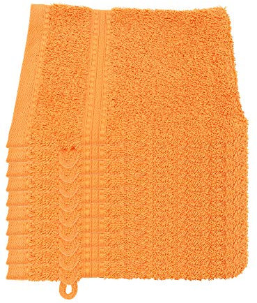 Julie Julsen® Bio Waschhandschuh-Set, 10 Waschhandschuhe in 32 Farben erhältlich weich und saugstark Orange 15x21 cm