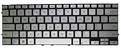 RTDPART Laptop Keyboard For ASUS ZenBook 14 UM431 UM431DA silver With Backlit Without Frame United Kingdom UK