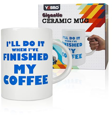 YOBRO 67Oz Giant Ceramic Coffee Mug, Blue