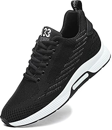 Aufzug Schuhe Herren 2.36 Zoll Wanderschuhe Atmungsaktiv Schnürhalbschuhe Bequeme Mode Freizeitschuhe Schwarz 40