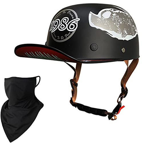Motorradhelm Halb Helm Jethelm Herren Halbschalenhelm Mit Staubmaske Retro Braincap Halbschale Rollerhelm Scooter Helm Für Fahrrad Moped Roller Helm ECE-Zertifizierung