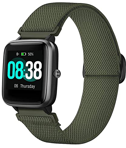 Issinlky élastique nylon Bracelet pour Veryfitpro ID205L, 19mm Bracelet pour GRV FC1/IDW 15/YAMAY SW021 SW023/LIFEBEE ID205L/ID205S ID205G ID215G ID216 ID205U/ WF021 WF025/Uwatch3 GT Ufit Smart Watch