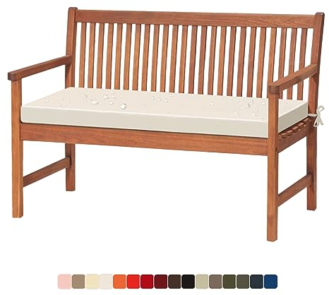 Lsjoaw Bankauflage 100X45X5CM Bankkissen Sitzauflage Sitzkissen wasserdicht Gartenbankauflage Schaukelkissen für Gartenbank Schwingen Bankpolster Outdoor für Fensterbank Gartenkissen Weiß