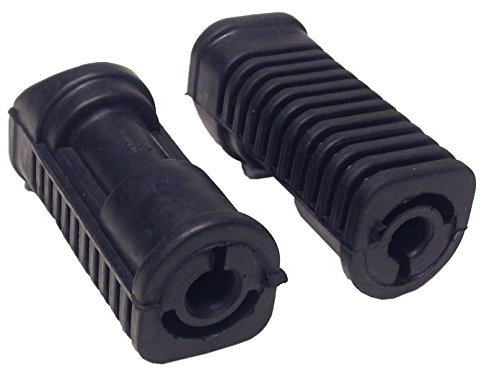 Motorcycle footrest foot pegs, rubbers 14mm, round fitting & 95mm long, compatible with/replacement for Honda C90