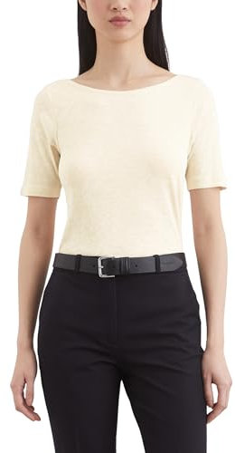 Marc O'Polo Damen T-Shirt aus Bio-Baumwolle Regular Fit, Cremefarben (Natural Cotton), L
