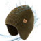 TOP-EX XL/XXL 80% Merinowolle Beanie Herren Damen mit Ohrenschutz Warm Wintermütze wasserdichte Strickmuetze mit Fleecefutter Outdoor Ski Extra Großer Kopf Mütze Grün