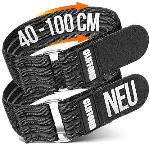 CLIFFORD Klett Spanngurte I Spanngurt Fahrrad, Outdoor, Garage I Kurze Spanngurte Fahrradträger Zubehör I Fahrrad Spanngurt Klein I Befestigungsgurt Zurrgurte Kurz I Riemen Gurte Für Fahrradträger