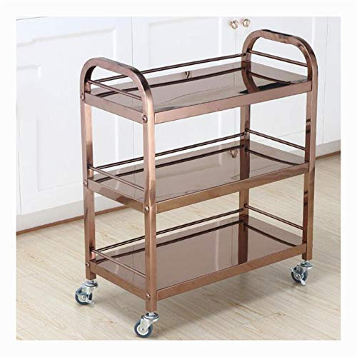 KLYDBMYT Barwagen mit Rädern, Barwagen für die Veranda zu Hause, geeignet für Küche, Club, Wohnzimmer, Küchenbarwagen, Küchenwagen mit Stauraum (Roségold)