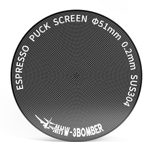 MHW-3BOMBER Puck Screen 51 mm – 0,2 mm Passoire à expresso ultra fine revêtue de titane, filtre en métal réutilisable pour porte-filtre de 51 mm, accessoire à expresso pour baristas, modèle : FG5642
