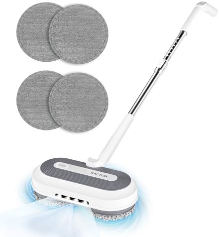 Mocio Elettrico Senza Fili, Lavapavimenti con Doppia Rotazione Scopa Elettrica Pulizia Rapida Silenziosa con Serbatoio 290ml e Faro LED Per Pavimenti Legno, Piastrelle e Duri