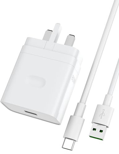 ACOCOBUY for OPPO Super VOOC 80W Power Adapter USB Plug Type A Wall Charger VOOC Fast Charger w/1m USB C Cable Super VOOC Charging for Oppo Find X8 X5 X3 X2 Pro A80 A60 A40 A78 Reno 13 12 Pro 12F 11F