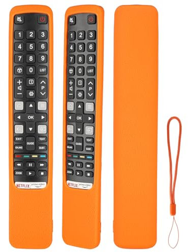 Custodia Telecomando in Silicone Compatibile Con TCL RC802NU YUI1 RC802N YUI1 TV Telecomando Copertura Protettiva Antiurto Con un Cordino(Arancia)