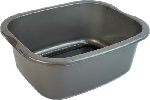 11 Ltr Plastic Washing Up Bowl Durable & Lightweight Dishwashing Basin for Kitchen Sink, Large Capacity, Easy-Grip Handles Ideal for Washing Dishes, Vegetables (Grey)