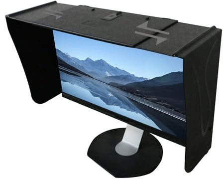 Monitorhauben Sonnenschutz, Desktop Bildschirmhaube für 17-27 Bildschirme, 41-71CM Einstellbar, Faltbar Bildschirm Monitor Sonnenblende for Universalmonitore