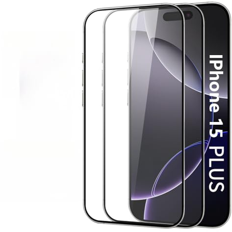 HCT STYLE Tempered Screen Protector for iPhone [Inch] Inch, Pack of 2, Scratch-Resistant Screen Protector for Smartphones, with Cleaning Cloths and Dust Stickers (iPhone 15 Plus)