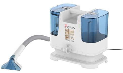 Tragbarer Polsterreiniger 430W 15kPa, Teppichreiniger Waschsauger für Sofa Couch Auto Teppich Polster, tragbares Nasssauger Gerät zur Fleckenentfernung mit 2 Bürsen, für Haustier & Haushalt, Blau-Weiß