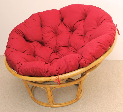 Rattan Papasan Sessel inkl. hochwertigen Polster, D 110 cm, Fb. Honig