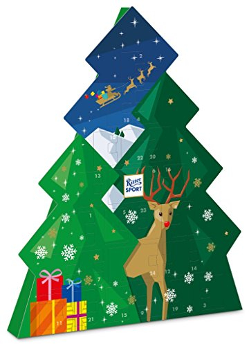 Ritter Sport-Calendrier de l'Avent au design de Noël composé de 26 mini cubes de Chocolat au lait fourré-208gr