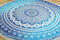 GURU SHOP Rundes Indisches Mandala Tuch, Boho Tagesdecke, Picknickdecke, Stranddecke, Runde Tischdecke - Blau, Baumwolle, 180x180x0 cm