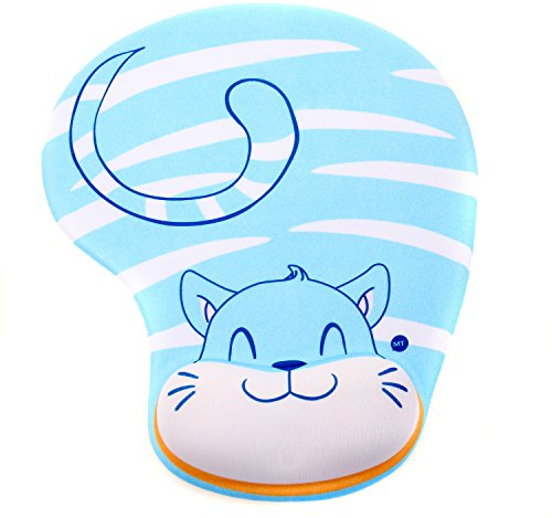 TUKA Design Tapis de Souris Repose-Poignets Gel, Gel Mouse Pad Tapis de Souris avec Repose-Poignets, Chat Bleu, TKC5100 bluecat