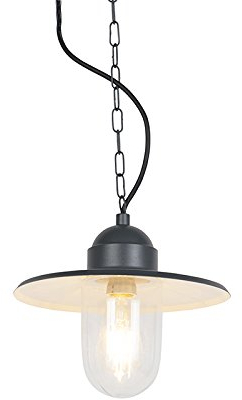 Qazqa - Industrie I Vintage I Outdoor ländliche Hängelampe I Pendellampe I Pendelleuchte anthrazit IP44 - Kansas Graphit I Außenbeleuchtung - Stahl Rund - LED geeignet E27