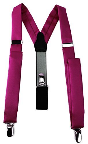 TigerTie schmaler Unisex Hosenträger in Y-Form mit 3 extra starken Clips - Farbe in magenta einfarbig Uni - hochwertige Verarbeitung