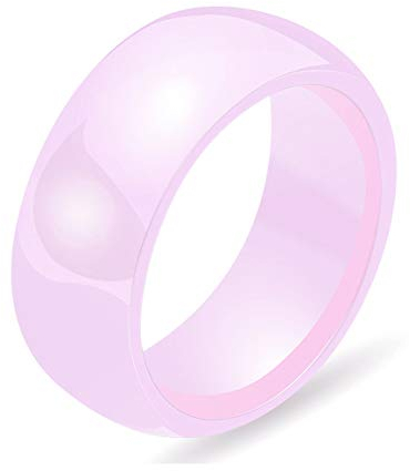 PAURO Damen Schmuck Hoch Poliert Klassisch Design Engagement Hochzeit Band Ringe Keramik Rosa Größe 60 (19.1)