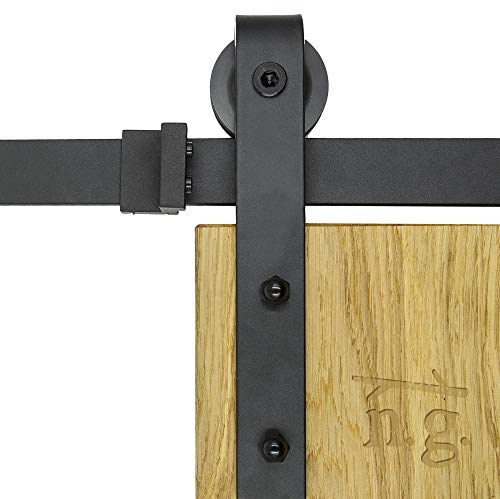 Natural Goods Berlin 1x SCHIEBETÜRSYSTEM mehrere Modelle, Schwarz pulverbeschichtet, 2m, Scheunentor, Küchentür, Raumtrenner, Beschlag, Barn Door Hardware (Modell J 400, Schwarz)