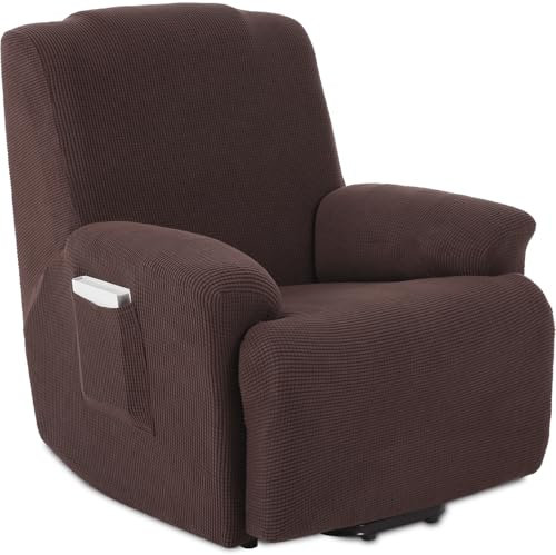 TIANSHU 1 Sitzer Sesselschoner, Liegestuhlbezug Sesselhusse Sesselschoner für Fernsehsessel Elastischer Antirutsch Stretchhusse Weich Stoff (Schokolade)