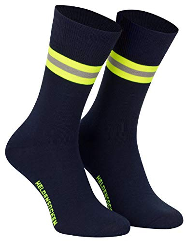 PACOTEX Heldensocken marineblau gelb-silber-gelb - Paar - für Helden des Alltags bei Feuerwehr Rettungsdienst und Hilfsorganisationen (1, 36-39)