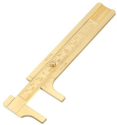 Pied à Coulisse Vernier en Laiton Règle de Poche Mini Étrier Coulissant en Alliage de Cuivre Double Échelle pour Mesurer Pierres Précieuses Gemmes et Bijoux(80mm)