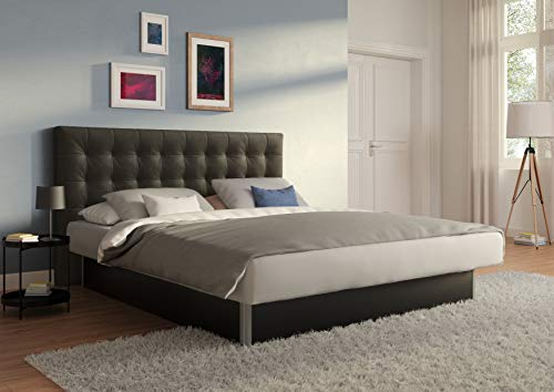 SuMa - Wasserbetten 200x200 dual freistehend m. Sockel schwarz und Kopfteil Nuevo, Farbe Carbon 200x200 cm in 11 Farben