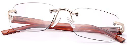 MIRYEA Randlos Photochrome Bifokale Lesebrille Federscharnier Uebergang Sonnenbrille Blau Licht Blockieren Computer Brillen UV400 Schutz Bifocal Sonne Leser für Damen Herren Blendschutz Gläser Brille