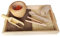 GERILEO Juego de Accesorios de Cocina de Madera - Trasvases Montessori - Bandeja con Pinzas, cucharas, cubiletes, morteros, Palas de Madera (6 Piezas)