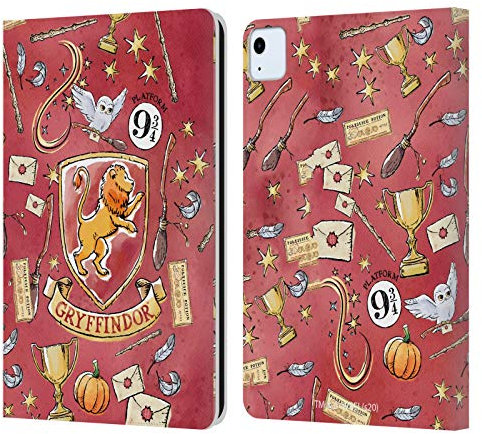 Head Case Designs Officially Licensed Harry Potter Gryffindor Pattern Deathly Hallows XIII Leather Wallet Case Compatible With Apple iPad Air 11 2020/2022/2024/2025