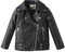 Lengender Giacca da motociclista in ecopelle per bambini, perfetta primavera autunno, 2-9 anni (120, Nero)