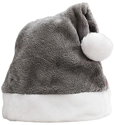 Steelwingsf Plüsch Weihnachtsmütze Erwachsene vibrierende Farbe Weihnachtsmütze bequem dick Grau