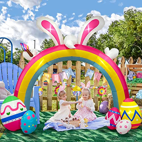 10 Ft Aufblasbarer Osterhase Outdoor Dekorationen, EBANKU Osterei Bogen Bunny Aufblasbare Weihnachtsfeier Dekorationen, Happy Easter Rabbit Decor für Indoor Outdoor Yard Garden Market 3M