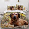 AOLIGL Hund-Motiv Bettwäsche 135x200cm Rhodesian Ridgeback Bettwäsche-Set Goldene BläTter Mikrofaser Betten Set,Hund Haustier Bettbezug Schöne Tiere,Kissenbezug 80 x 80cm, Kinder Bettwäsche