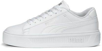 PUMA Damen Smash Platform V3 Sneaker, White Silver, 40.5 EU
