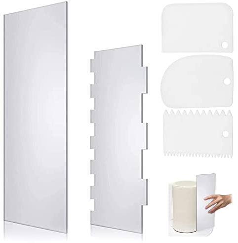 5 Pièces Lisseur Gateau Patisserie Grattoir Patisserie Cake Scraper Grattoir Corne Pate Pour CrèMe à Beurre Spatule Gâteau Plus Lisse Décoration De Peigne Outils De Cuisson Cuisine De Moule Diy Outil