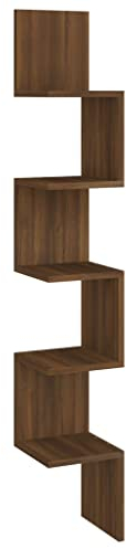 vidaXL Wand Eckregal, Wandregal für Schlafzimmer Wohnzimmer, Hängeregal mit viel Stauraum, Wandablage Bücherregal Regal, Braun Eichen-Optik Holzwerkstoff