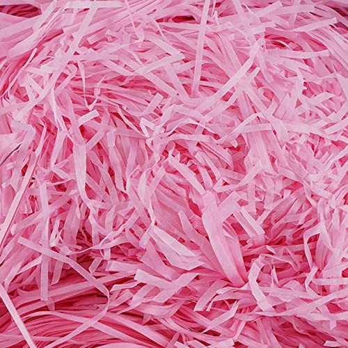 Anjing Shredded Kraft Tissue Paper, Raffia for Gift Box Filling Christmas, Easter Gift Hampers, Hamper Filling, Basket Filler, Packaging Filler 1000g pink