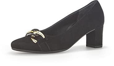 Gabor Damen Klassische Pumps, Frauen Absatzschuhe,Moderate Mehrweite (G),Office,elegant,high Heels,Heels,schwarz (Uni+Gold),40 EU / 6.5 UK