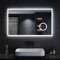 SONNI Miroir de salle de bain LED 100 x 60 cm avec éclairage blanc froid 6400 K Miroir mural avec interrupteur tactile, horloge, température, grossissement 3 fois